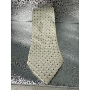 Pronto Uomo‎ Silk Necktie Ivory Blue Geometric Pattern Business Formal